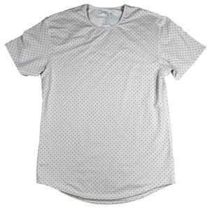 BYLT Drop Cut Lux Shirt Mens Large Beige Polka Dot Short Sleeve S/S Stretch Tee